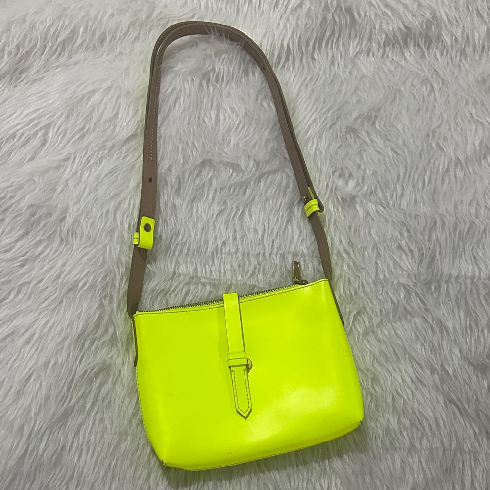 J. Crew Bright Yellow and Tan Shoulder Bag